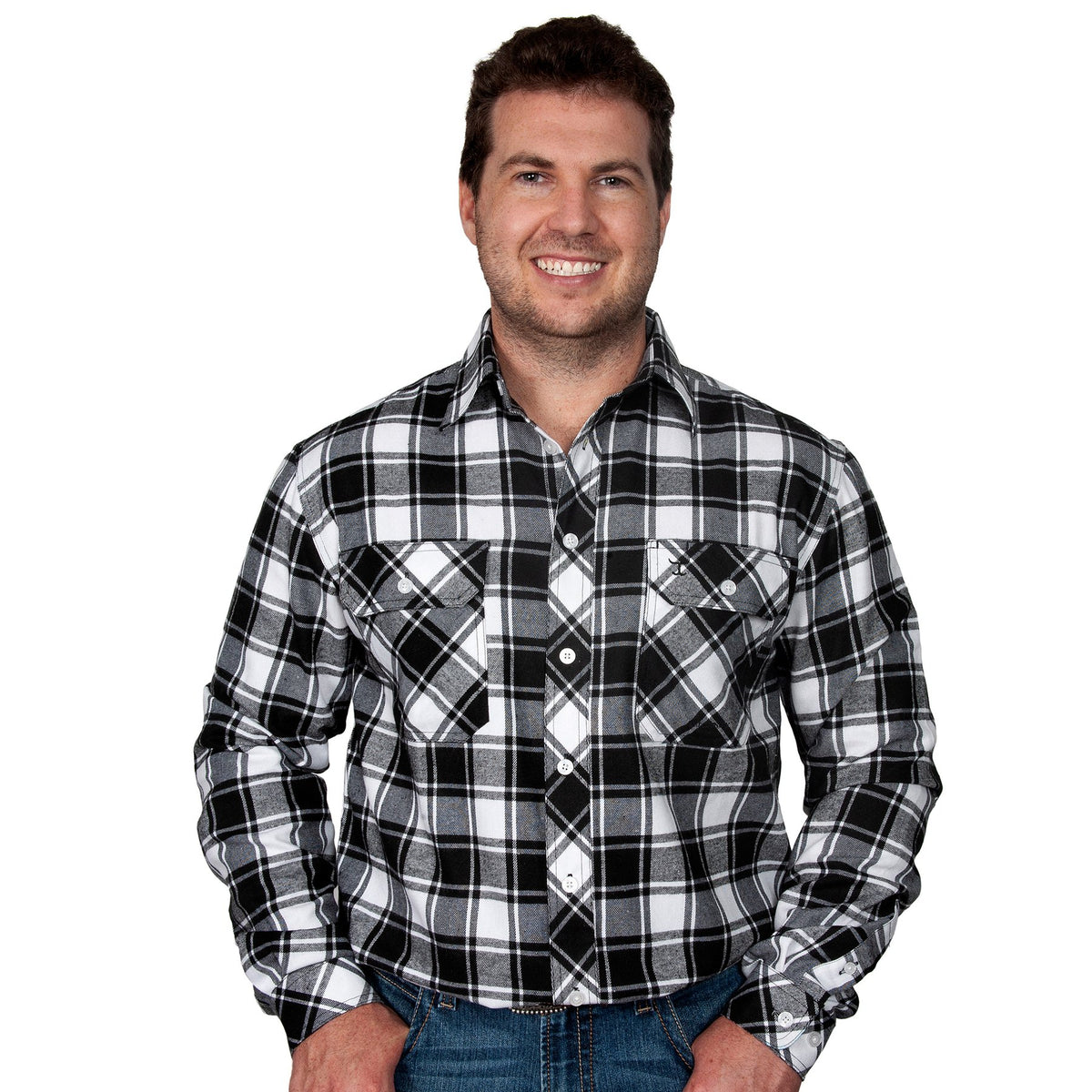 Just Country Evan Flannel Collection - Full Button Black/White — Circle ...